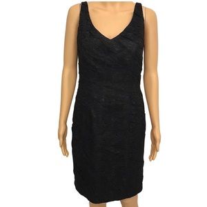 Ann Taylor little black dress lace v neck zip 4P